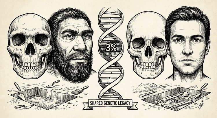 Сравнение черепов неандертальца и Homo sapiens с 3% ДНК между ними