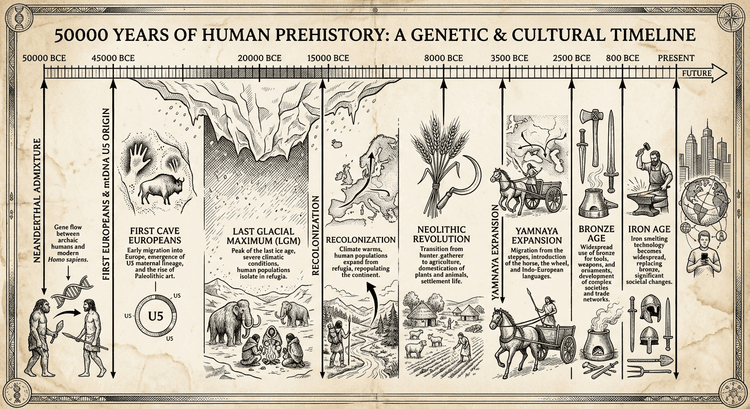 Временная ось 50 000 лет предковой истории