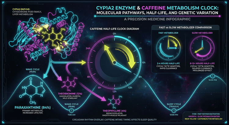 CYP1A2 AA быстрый метаболизм кофеина - часы с кривой кофеина