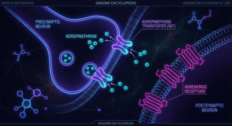NET transporter mechanism showing norepinephrine reuptake at the synaptic cleft