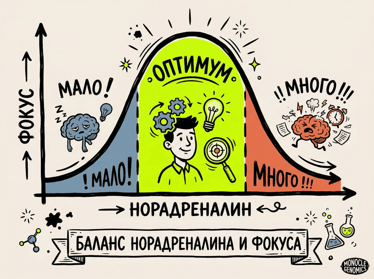 Перевёрнутая U-кривая норадреналина и когнитивной функции