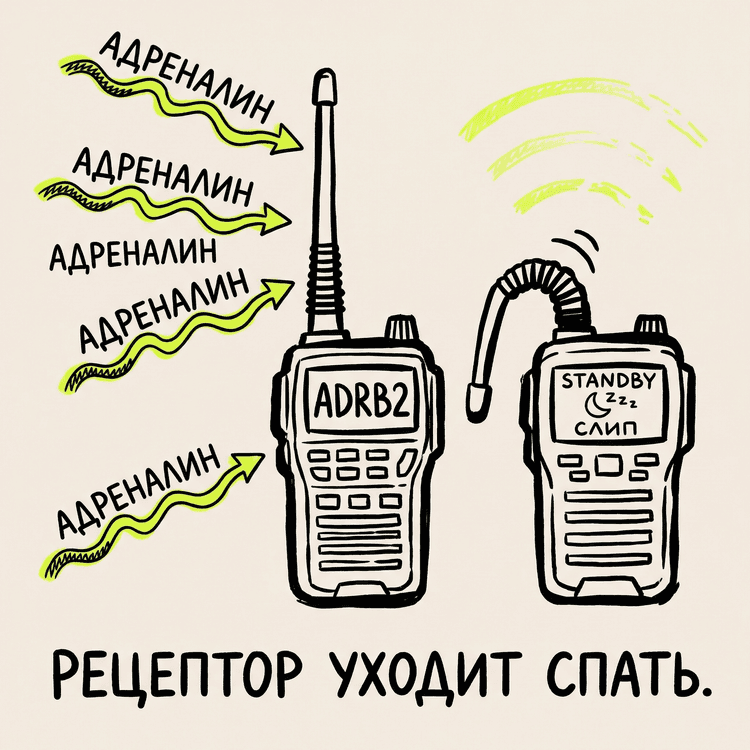 ADRB2 рецептор уходит в режим тишины