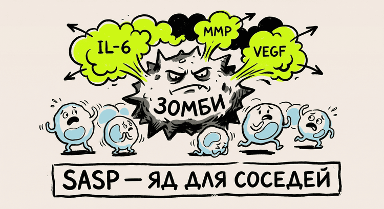 SASP воспалительный коктейль зомби-клеток