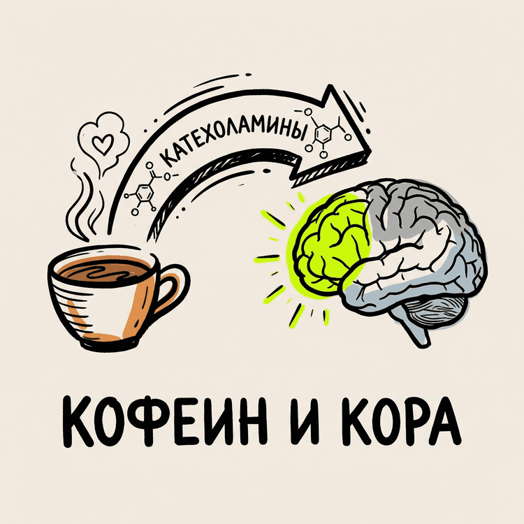 Кофеин и его влияние на катехоламины в коре