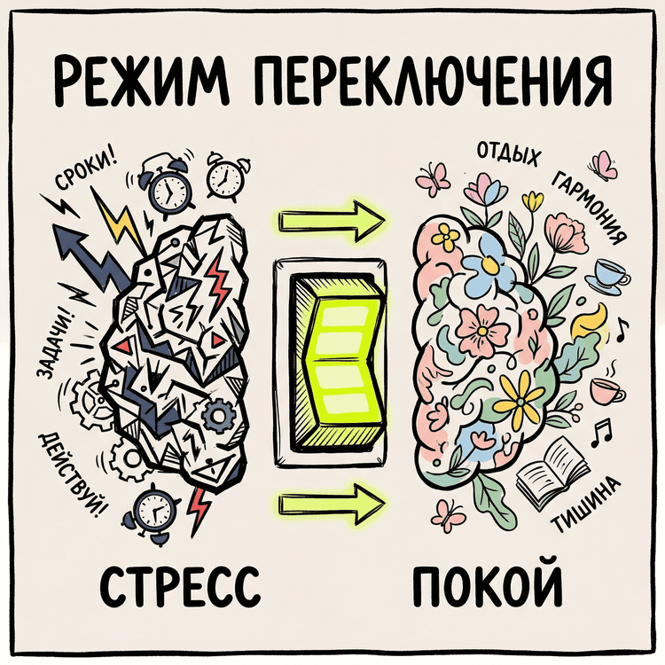 Переключатель стресс-покой и два состояния мозга