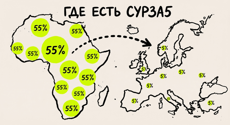 Карта распределения функционального аллеля CYP3A5 в мировых популяциях