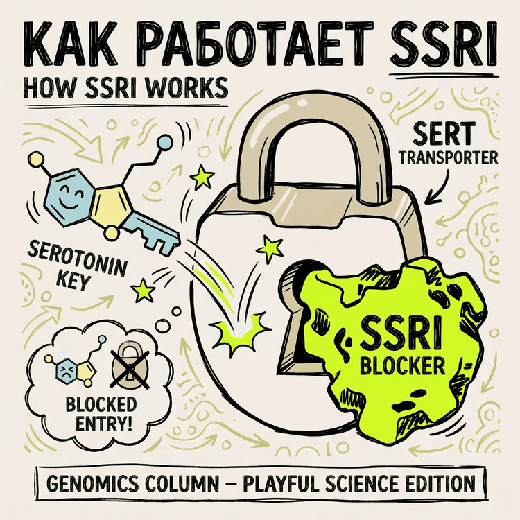 SSRI блокирует SERT как пробка в замке