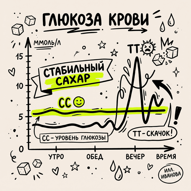 График стабильного уровня сахара в крови