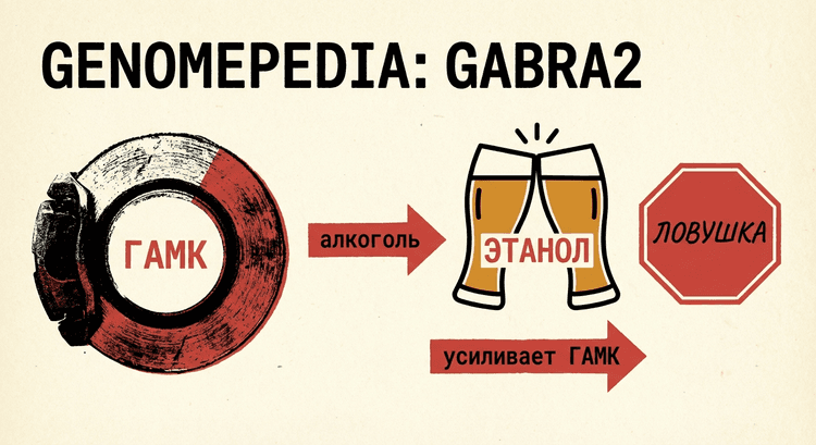 GABRA2 и алкогольное вознаграждение - ГАМК рецептор усиленный алкоголем